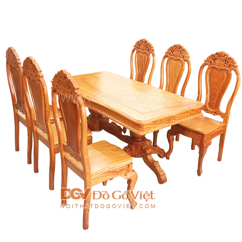 Bộ Bàn Ăn Gõ Đỏ Nhỏ Chữ Nhật 1m6 6 Ghế.jpg