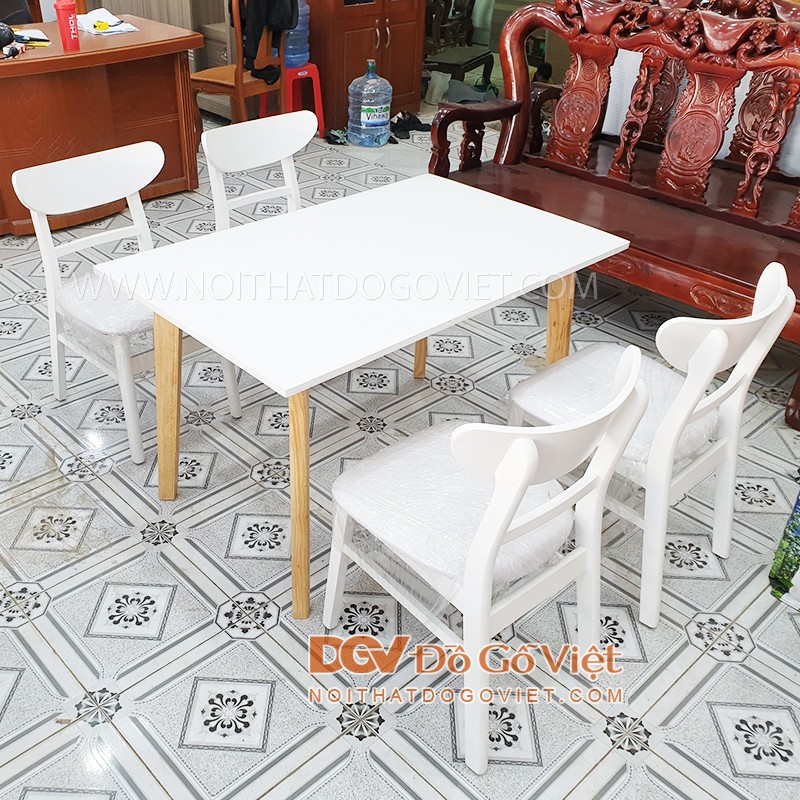 Bộ Bàn Ăn Mini Hiện Đại Màu Trắng 1m2 4 Ghế.jpg