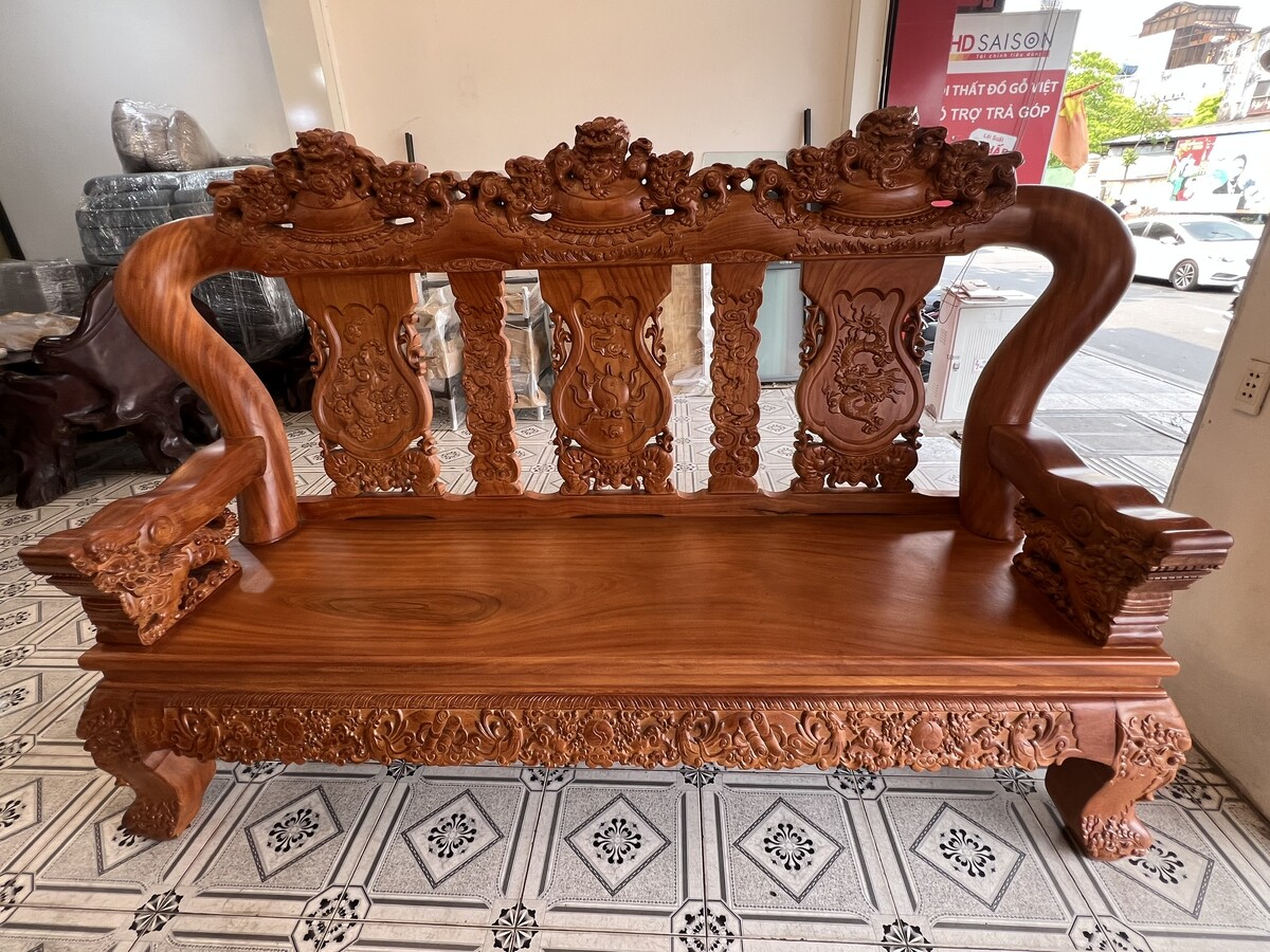 Bộ Salon Phòng Khách Gỗ Gõ Đỏ 10 Món Sang Trọng Đại Gia Đình