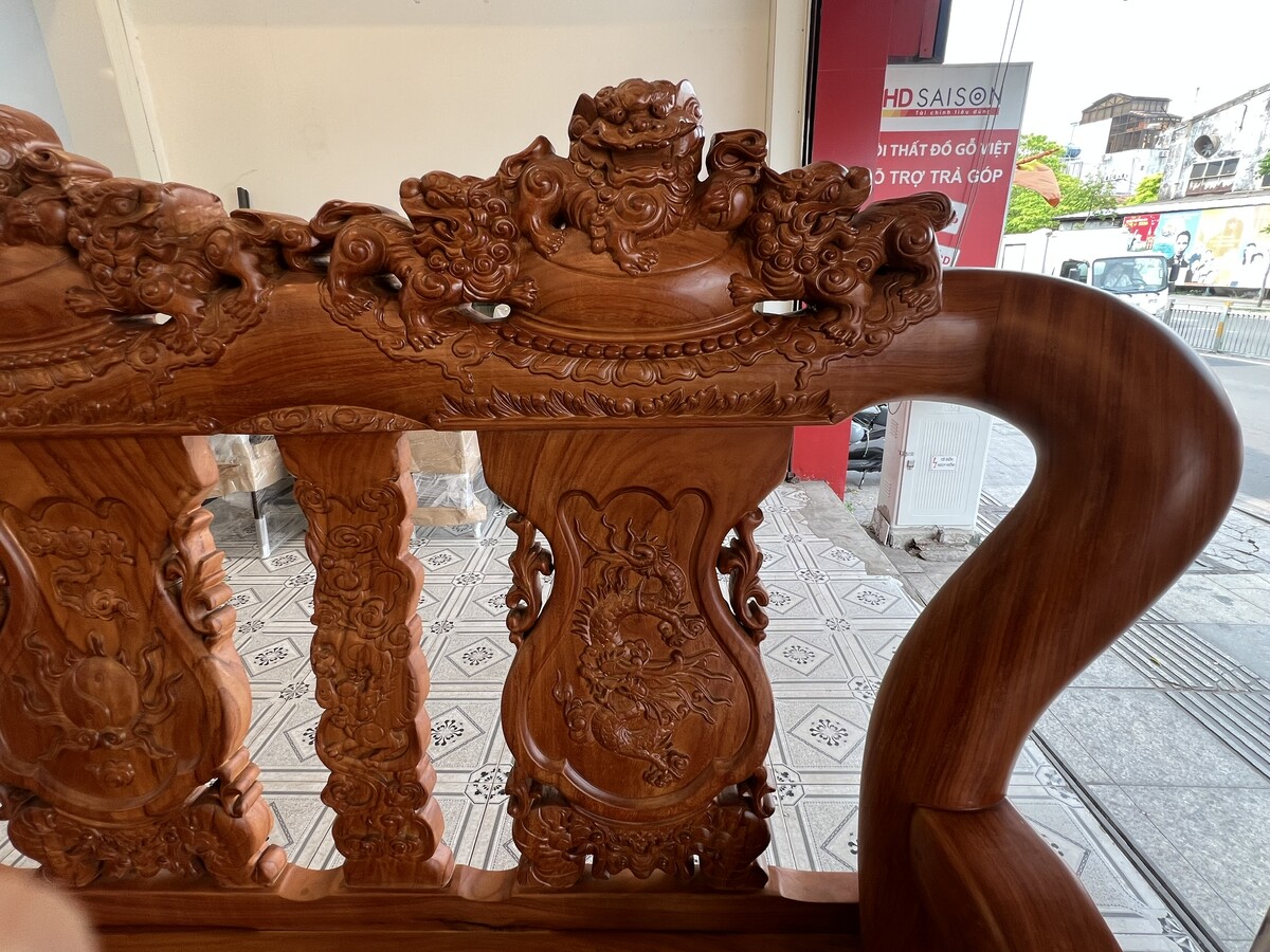 Bộ Salon Phòng Khách Gỗ Gõ Đỏ 10 Món Sang Trọng Đại Gia Đình