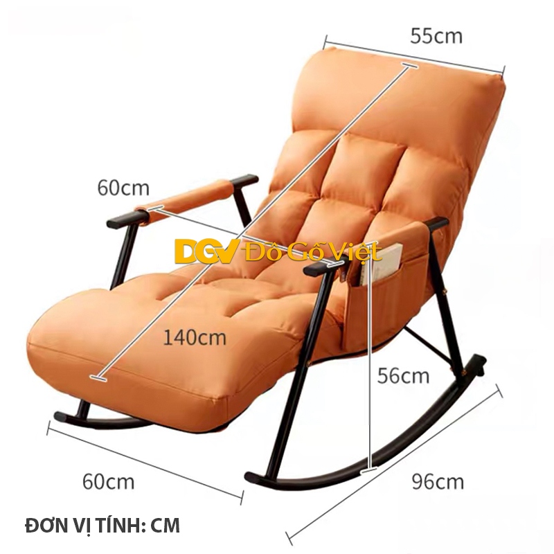 Ghế Lười Phòng Khách Đọc Sách Màu Cam Bập Bênh Đẹp
