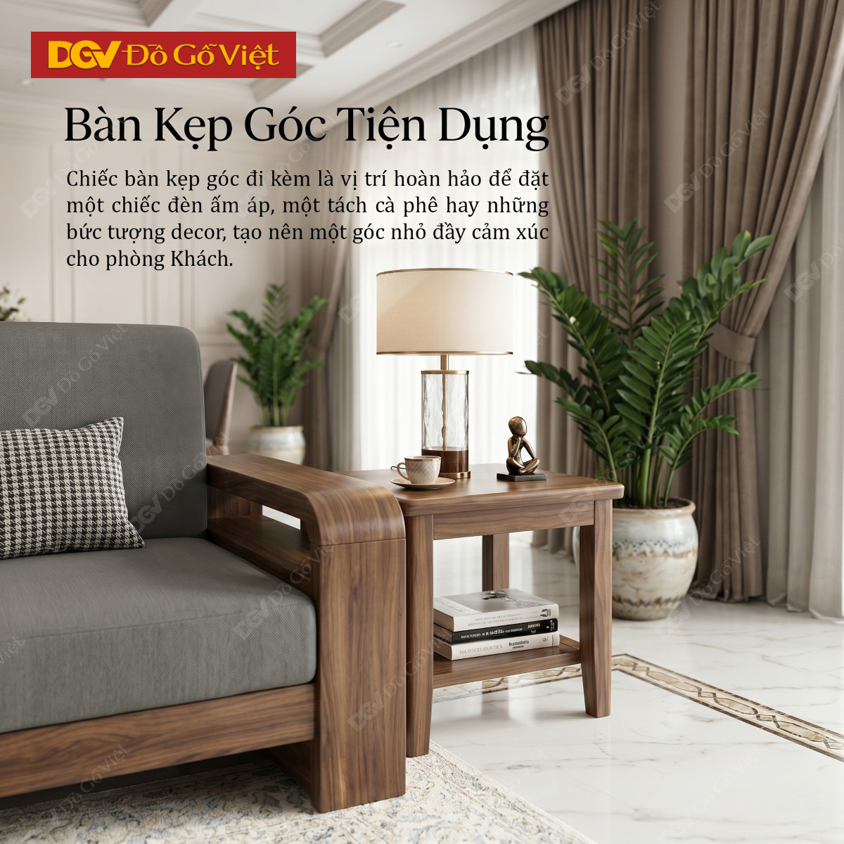 Mẫu Bàn Ghế Gỗ Óc Chó Tay Hộp Lưu Trữ Lưng Nan Thoáng Khí