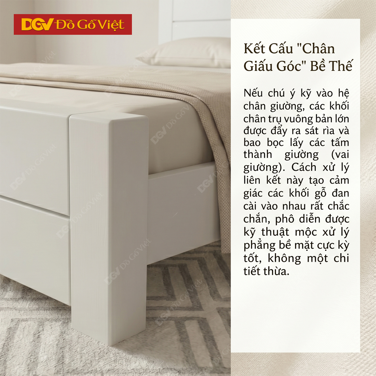 Mẫu Giường Ngủ Gỗ Sồi Màu Trắng Kẻ Rãnh Họa Tiết Tối Giản