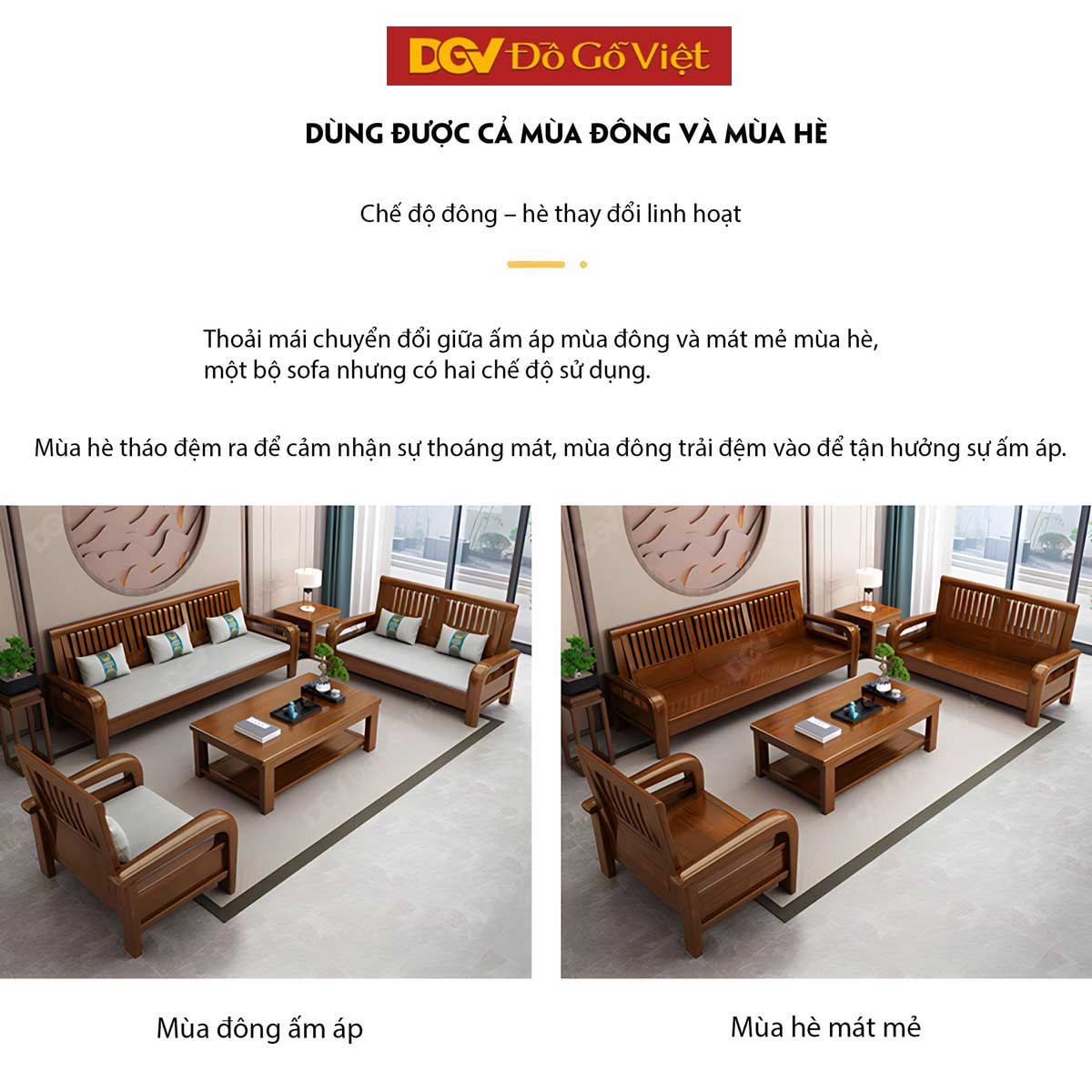 Sofa Gỗ Sồi Mỹ Tối Giản Hiện Đại Lưng Ghế Nan Dọc