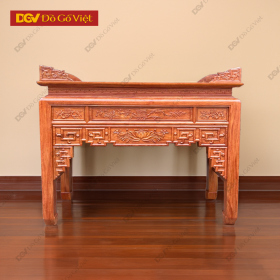 Án Gian Thờ 1 Tầng Gỗ Hương Đá Cao Cấp Chạm Sen Đẹp