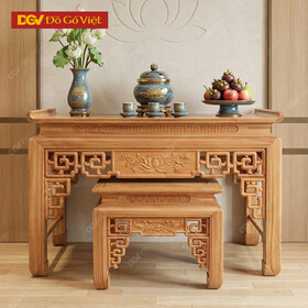 Án Gian Thờ Chạm Hoa Sen 1m75 Gỗ Gõ Đỏ Bền Bỉ Cao Cấp