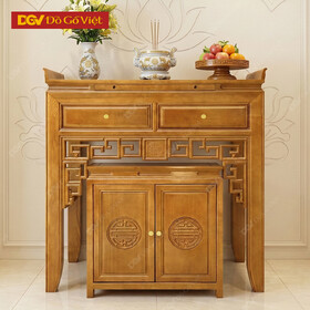 Án Gian Thờ Gia Tiên Mẹ Bồng Con Chạm Hoa Văn Chữ Phúc Đẹp