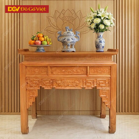 Án Gian Thờ Gỗ Gõ Đỏ 1m27 Mẫu Chạm Sen Cao Cấp