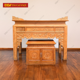 Án Gian Thờ Gỗ Gõ Đỏ Cao Cấp 1m75 Chạm Sen Kèm Tủ Táp