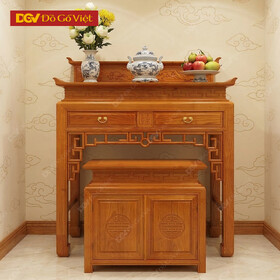 Án Gian Thờ Mẹ Bồng Con Chân Cao 2 Tầng Gỗ Sồi Nga Đẹp Rẻ