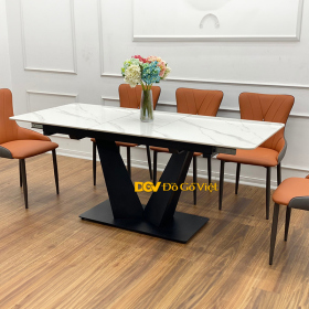 Bàn Ăn 6 Ghế Mặt Đá Thiết Kế Hiện Đại Tối Giản Cho Phòng Bếp