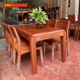 Bàn Ăn Gia Đình Gỗ Xoan Đào 1m6 6 Ghế Hiện Đại Giá Rẻ