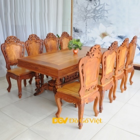 Bàn Ăn Gỗ Căm Xe Mặt Gõ Kiểu Louis Cổ Điển Đẳng Cấp