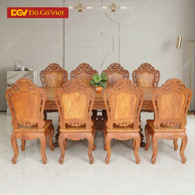 Bàn Ăn Gỗ Căm Xe Mặt Gõ Kiểu Louis Cổ Điển Đẳng Cấp