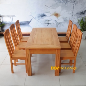 Bộ Bàn Ghế Ăn Gõ Đỏ Bộ 6 Ghế Nan Đơn Giản Giá Bình Dân