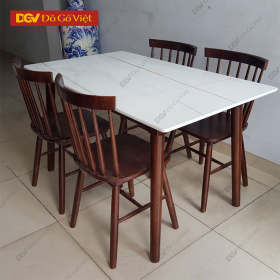 Bàn Ăn Mặt Đá 4 Ghế Gỗ Cao Su Đẹp Giá Rẻ