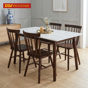 Bàn Ăn Mặt Đá 4 Ghế Gỗ Cao Su Đẹp Giá Rẻ
