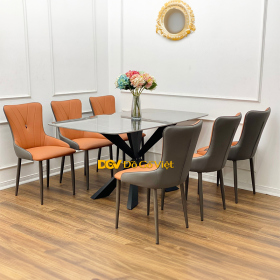 Bàn Ăn Nhập Khẩu Mặt Đá Chân Chữ X Kim Loại Giá Tốt