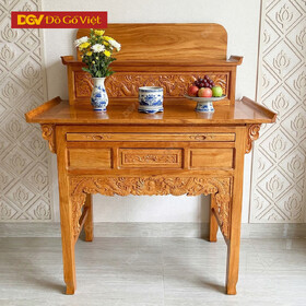 Bàn Cúng Gia Tiên 2 Tầng Đẹp Gỗ Gõ Đỏ 1m47