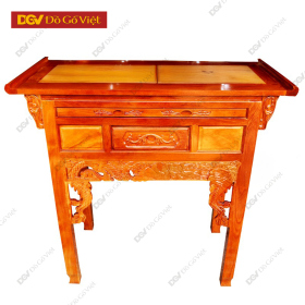 Bàn Cúng Gỗ Căm Xe Mặt Gõ 1 Tầng 1m27