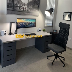 Bàn Gaming Màu Trắng Đen Gỗ MDF Lõi Xanh Đẹp Giá Rẻ