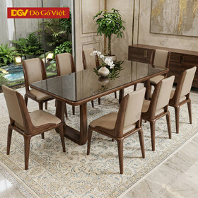Bàn Ghế Ăn Gỗ Óc Chó Hiện Đại Sang Trọng Ghế Bọc Vải Cao...