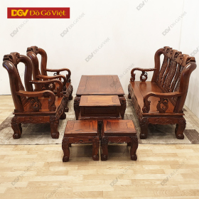 Bàn Ghế Phòng Khách Gỗ Cẩm Lai Chạm Đào Tay 12 6 Món Đẹp Cao Cấp