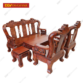 Bàn Ghế Phòng Khách Gỗ Xoan Đào Chạm Nghê Tay 12 6 Món