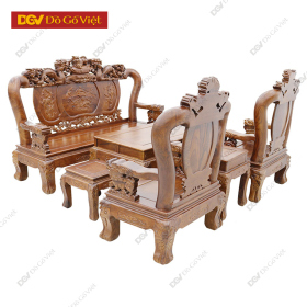 Bàn Ghế Salon Gỗ Hương Chạm Nghê Đỉnh Tay 12