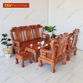 Bàn Ghế Salon Phòng Khách Gỗ Sồi Tay Cuộn 10 6 Món Đẹp Giá Rẻ
