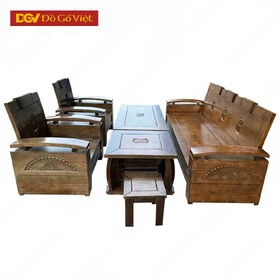 Bàn Ghế Sofa Gỗ Sồi Phòng Khách Tay Cong Đẹp Giá Rẻ