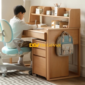 Bàn Học Có Kệ Nhỏ Cho Học Sinh Học Tại Nhà Gỗ Tự Nhiên Đẹp