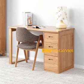 Bàn Làm Việc Chân Tủ Hộc 3 Ngăn Kéo Gỗ Tự Nhiên Đơn Giản Đẹp