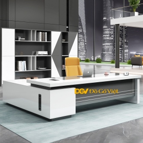 Bàn Làm Việc Chủ Tịch Đơn Giản Sang Trọng Màu Trắng Xám Đẹp