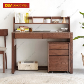Bàn Làm Việc Có Kệ Và Tủ Để Đồ Gỗ Sồi Tự Nhiên Tiện Dụng