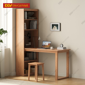 Bàn Làm Việc Gỗ Tự Nhiên Kèm Kệ Sách Kích Thước Nhỏ