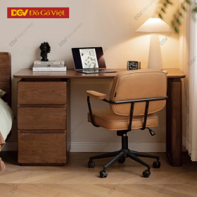 Bàn Làm Việc Gỗ Tự Nhiên Màu Nâu Kèm Hộc Tủ Tiện Dụng