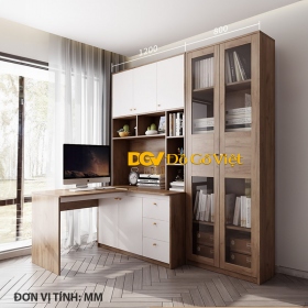 Bàn Làm Việc Góc L Có Kèm Kệ Sách Tối Ưu Diện Tích Phòng