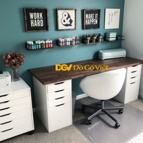 Bàn Làm Việc Hiện Đại Gỗ MDF Lõi Xanh Mặt Màu Óc Chó Đẹp Rẻ