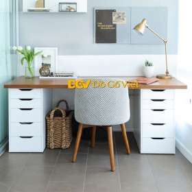 Bàn Làm Việc Hiện Đại Mặt Bàn Màu Sồi Gỗ MDF Lõi Xanh Bền Bỉ