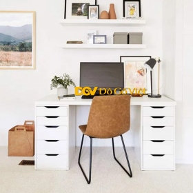 Bàn Làm Việc Màu Trắng Gỗ MDF Lõi Xanh Chống Ẩm Đẹp Rẻ