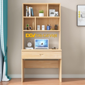 Bàn Làm Việc Kèm Kệ Sách Gỗ Tự Nhiên Không Hộc Kéo Đẹp Rẻ