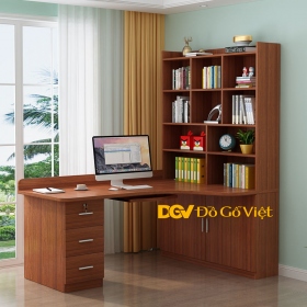 Bàn Làm Việc Kết Hợp Kệ Sách Gỗ MDF Lõi Xanh Màu Óc Chó Đẹp