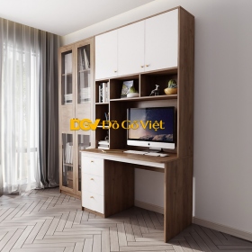 Bàn Máy Kính Gắn Kèm Kệ Sách Đa Tầng Tối Ưu Diện Tích Sử Dụng