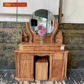 Bàn Phấn Đẹp Gỗ Hương Xám Gương Tròn Tinh Tế Giá Tốt