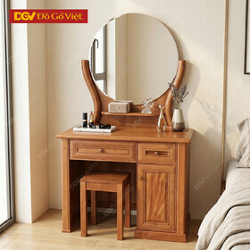Bàn Phấn Gỗ Đinh Hương Gương Tròn 80cm Thanh Lịch Nhỏ Gọn
