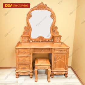 Bàn Phấn Gỗ Gõ Đỏ Cao Cấp Mẫu Hoa Hồng 1m2 Kèm Kệ Tiện Ích