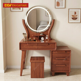 Bàn Phấn Hiện Đại Gỗ Hương Đá Gương Led Tròn Mẫu Mới 2026
