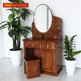 Bàn Phấn Oval Gỗ Sồi Nga Màu Nâu Óc Chó 80cm Đẹp Giá Rẻ