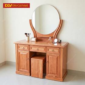Bàn Phấn Trang Điểm Gỗ Đinh Hương 1m1 Gương Tròn Giá Rẻ